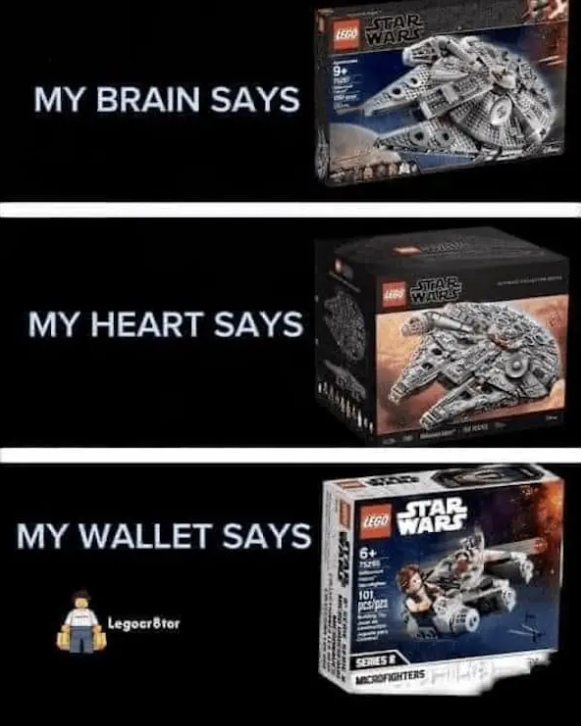 MY BRAIN SAYS STAR WAR MY HEART SAYS MY WALLET SAYS Legoar&tor STAR WARS LEGO STAR WARS 6+ 101 pcs/ps SERIES MICROFIGHTERS