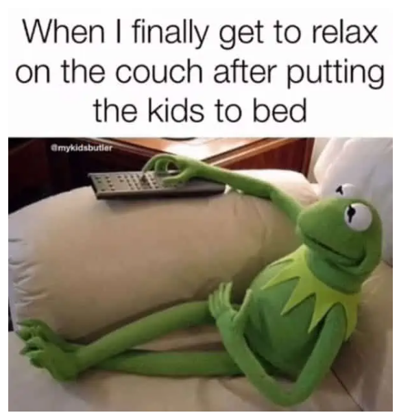 When I finally get to relax. on the couch after putting the kids to bed @mykidsbutler
