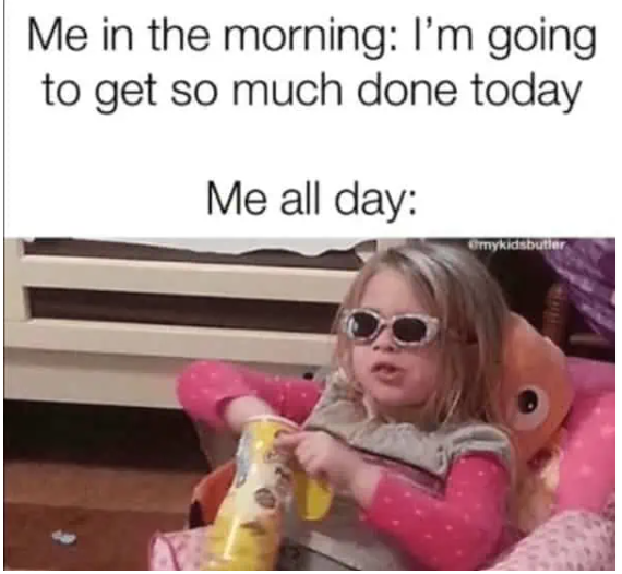 Me in the morning: I'm going to get so much done today Me all day: mykidsbutler