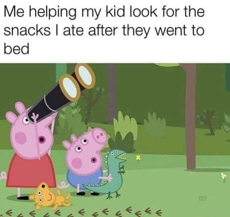 Me helping my kid look for the snacks I ate after they went to bed V V 4