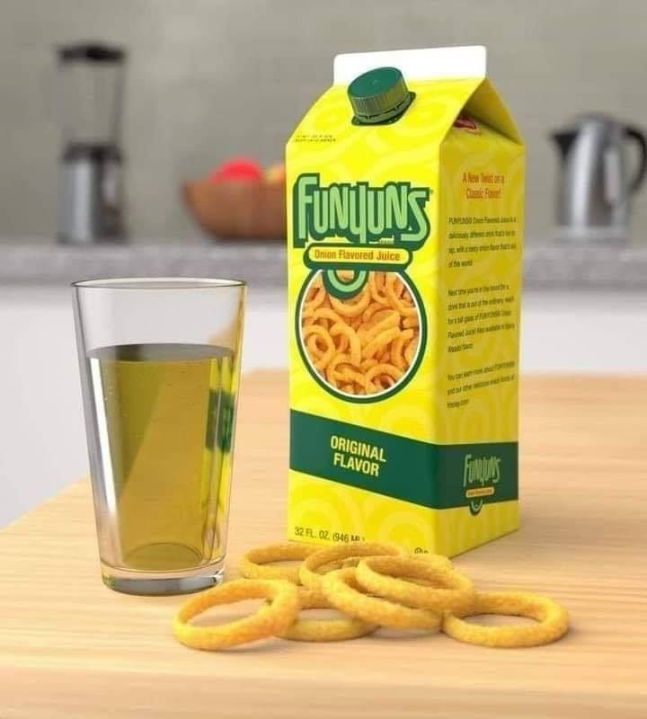 FUNIONS Onion Flavored Juice A New Twist on ORIGINAL FLAVOR FUNQUNS 32 FL. 02. 1946