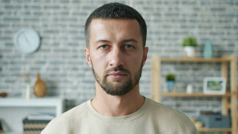 Man looking directly to the camera