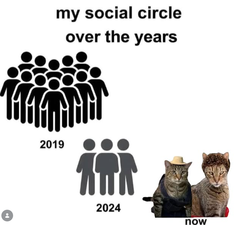 my social circle over the years 2019 2024 now