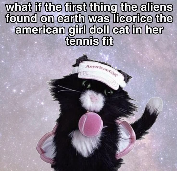 what if the first thing the aliens found on earth was licorice the american girl doll cat in her tennis fit American Girl