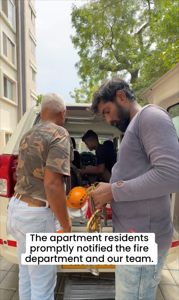 The apartment residents promptly notified the fire department and our team.