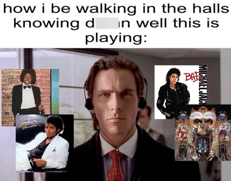 how i be walking in the halls knowing d in well this is MICHAEL JACKSON OFF THE WAL Michae Jackson Thriller playing: 4441 BAT MICHAEL JACK MICHAEL JACKSON