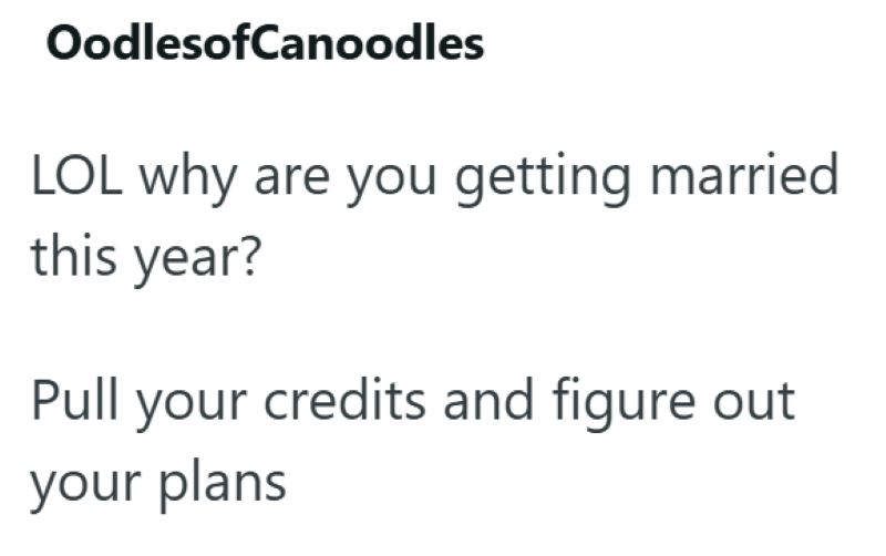 OodlesofCanoodles LOL why are you getting married this year? Pull your credits and figure out your plans