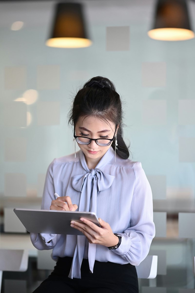 Employee working in office setting.