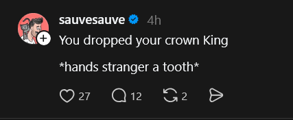 sauvesauve 4h + You dropped your crown King *hands stranger a tooth* ♡ 27 12 2 Ө