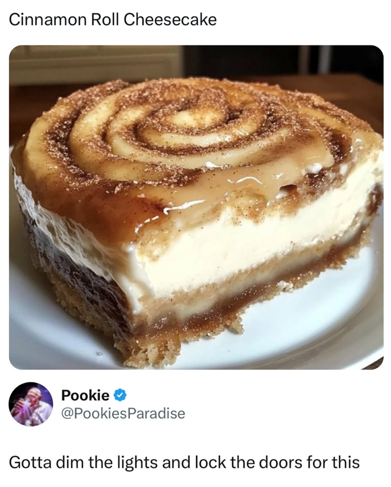 Cinnamon Roll Cheesecake Pookie @PookiesParadise Gotta dim the lights and lock the doors for this