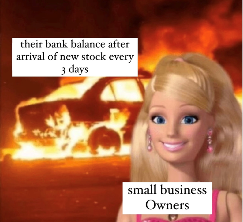 their bank balance after arrival of new stock every 3 days small business Owners