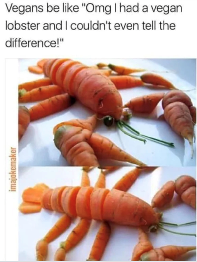 imajokemaker Vegans be like "Omg I had a vegan lobster and I couldn't even tell the difference!"