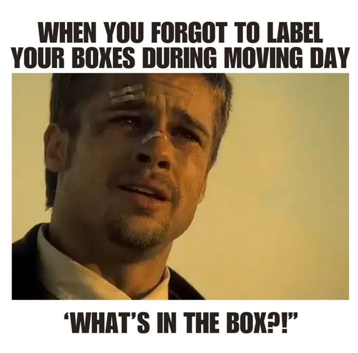 WHEN YOU FORGOT TO LABEL YOUR BOXES DURING MOVING DAY 'WHAT'S IN THE BOX?!"