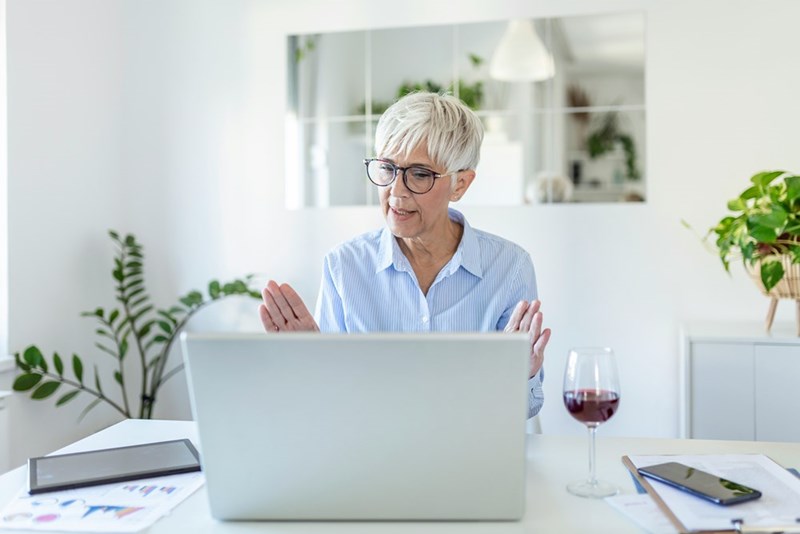 Middle-aged woman working from home
