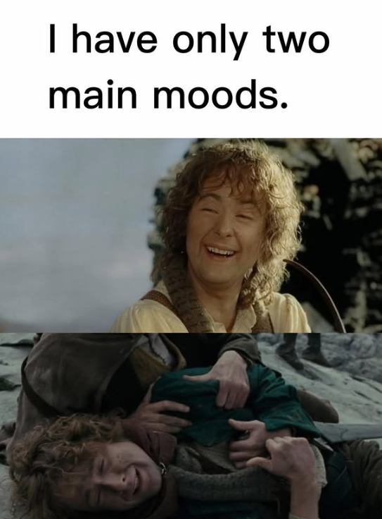 I have only two main moods.