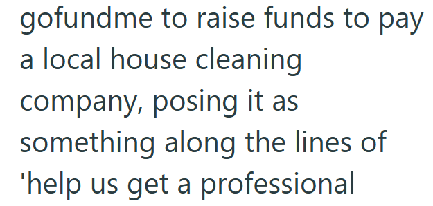 gofundme to raise funds to pay a local house cleaning company, posing it as something along the lines of 'help us get a professional