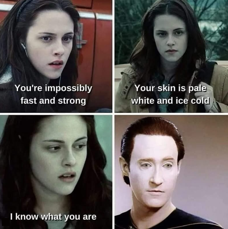 You're impossibly fast and strong I know what you are Your skin is pale white and ice cold