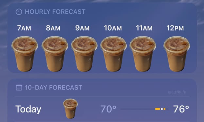HOURLY FORECAST 7AM 8AM 9AM 10AM 11AM 12PM 10-DAY FORECAST Today @tilsfitlife 70° 76°