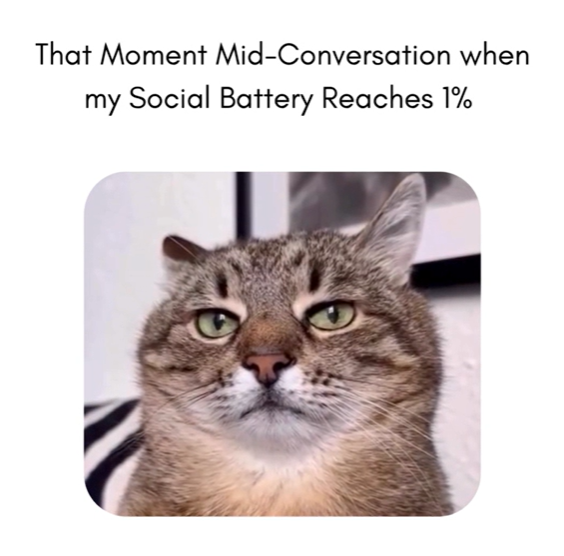 That Moment Mid-Conversation when my Social Battery Reaches 1%