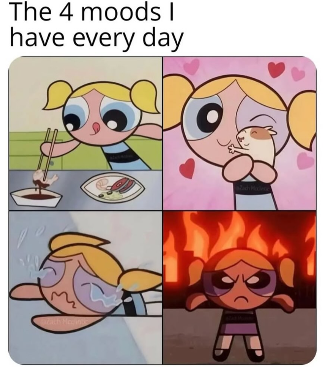 The 4 moods I have every day Zach Mcclintic Zach Mcclinte Mad Max