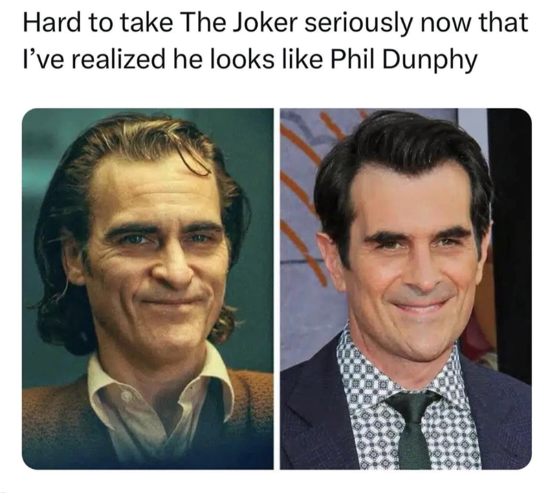 Hard to take The Joker seriously now that I've realized he looks like Phil Dunphy