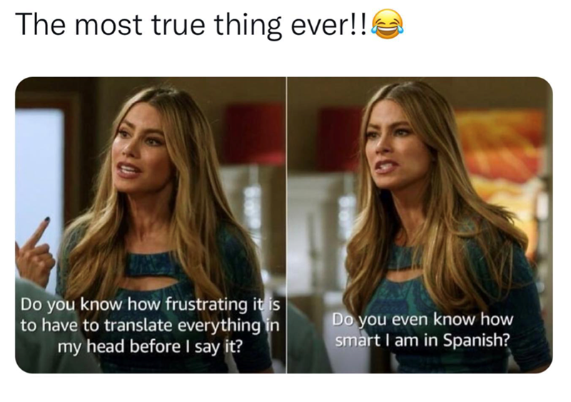 The most true thing ever!! Do you know how frustrating it is to have to translate everything in my head before I say it? Do you even know how smart I am in Spanish?