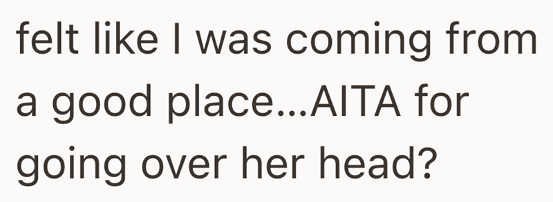 felt like I was coming from a good place...AITA for going over her head?