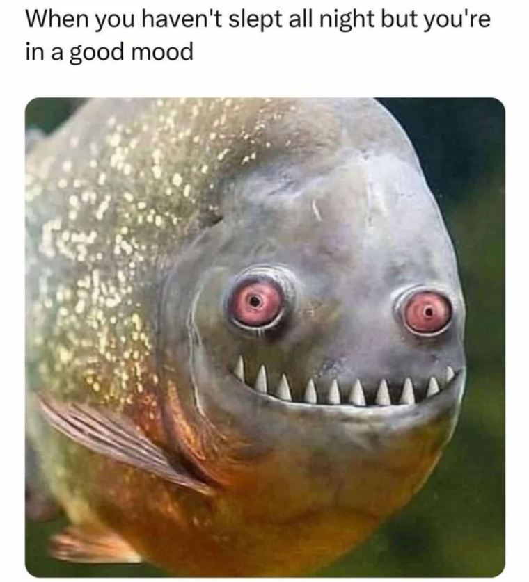When you haven't slept all night but you're in a good mood
