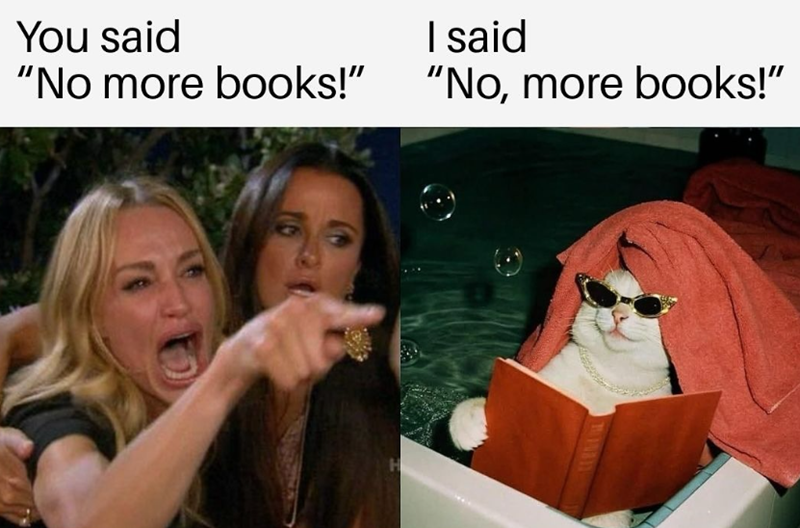 You said "No more books!" I said "No, more books!"