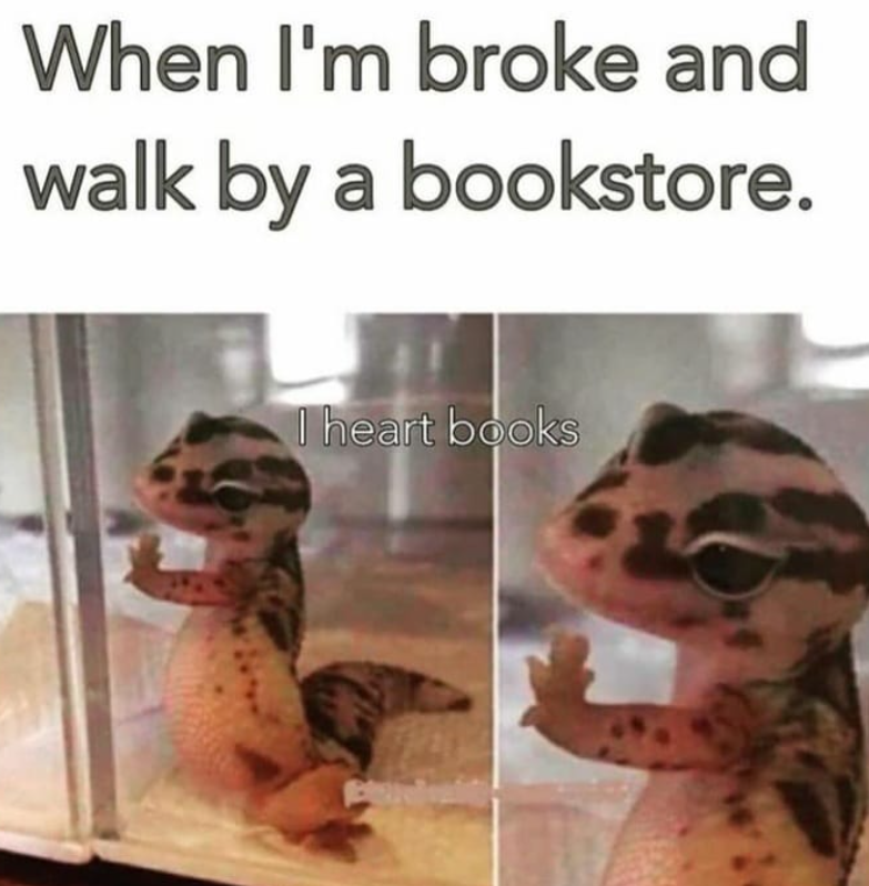 When I'm broke and walk by a bookstore. I heart books