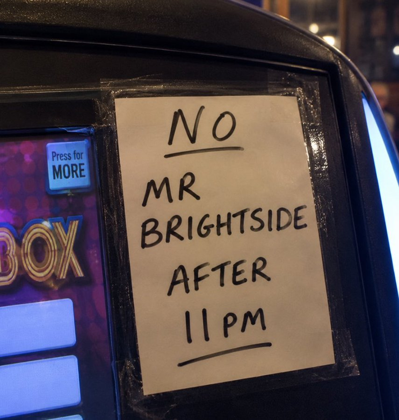 Press for MORE DOX NO MR BRIGHTSIDE AFTER 11PM