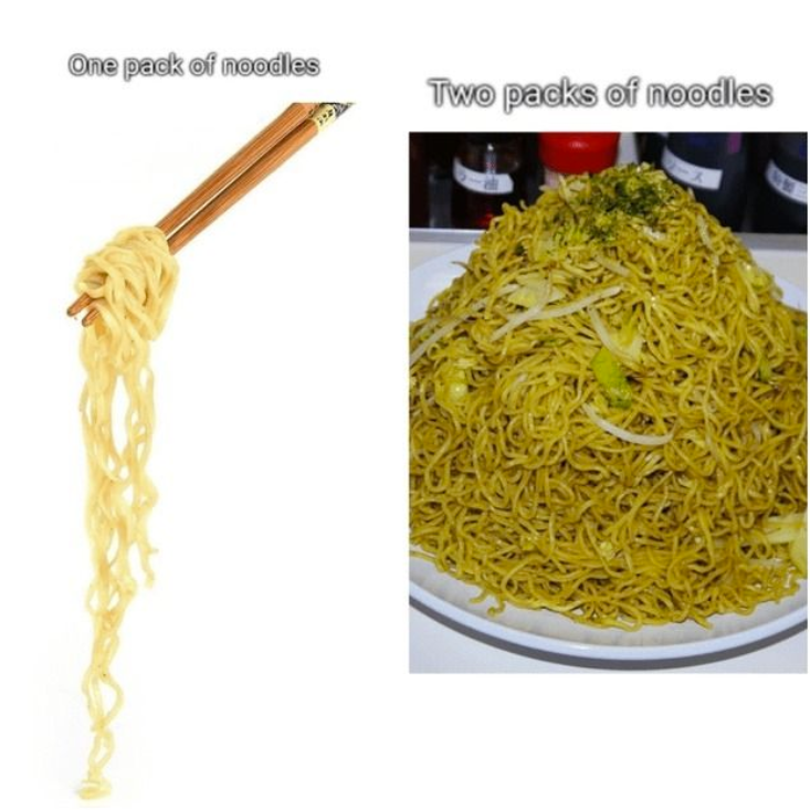 One pack of noodles Two packs of noodles 1390