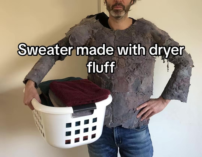 Sweater made with dryer fluff
