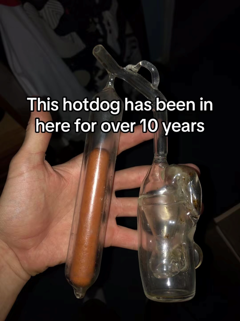 This hotdog has been in here for over 10 years