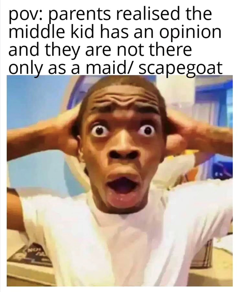 pov: parents realised the middle kid has an opinion and they are not there only as a maid/ scapegoat NO