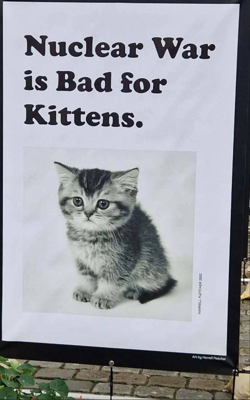 Nuclear War is Bad for Kittens. HARRELL FLETCHER 2022 Art by Harrell Fletcher