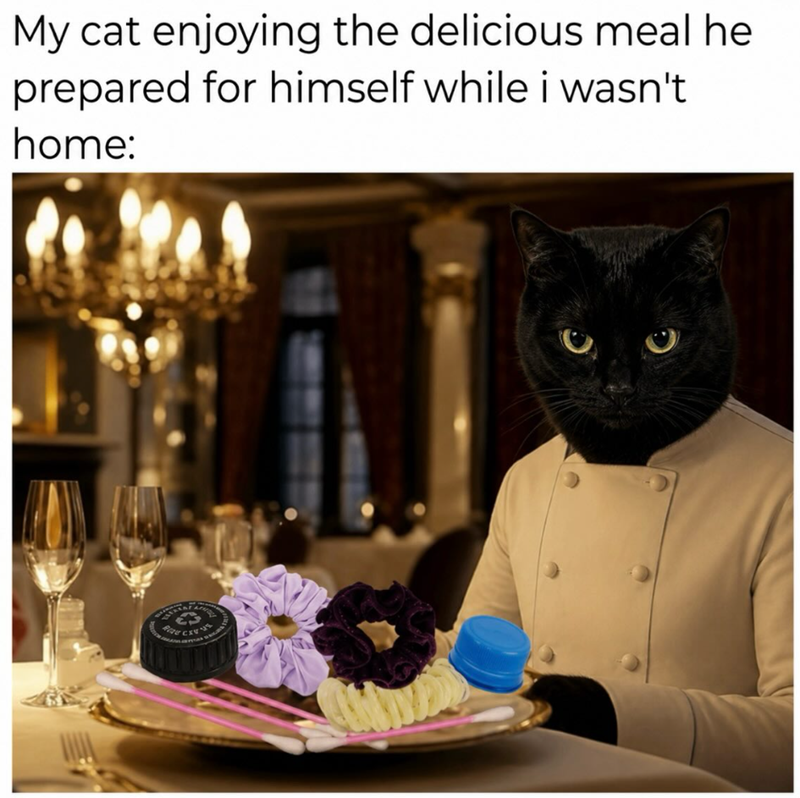 My cat enjoying the delicious meal he prepared for himself while i wasn't home: C
