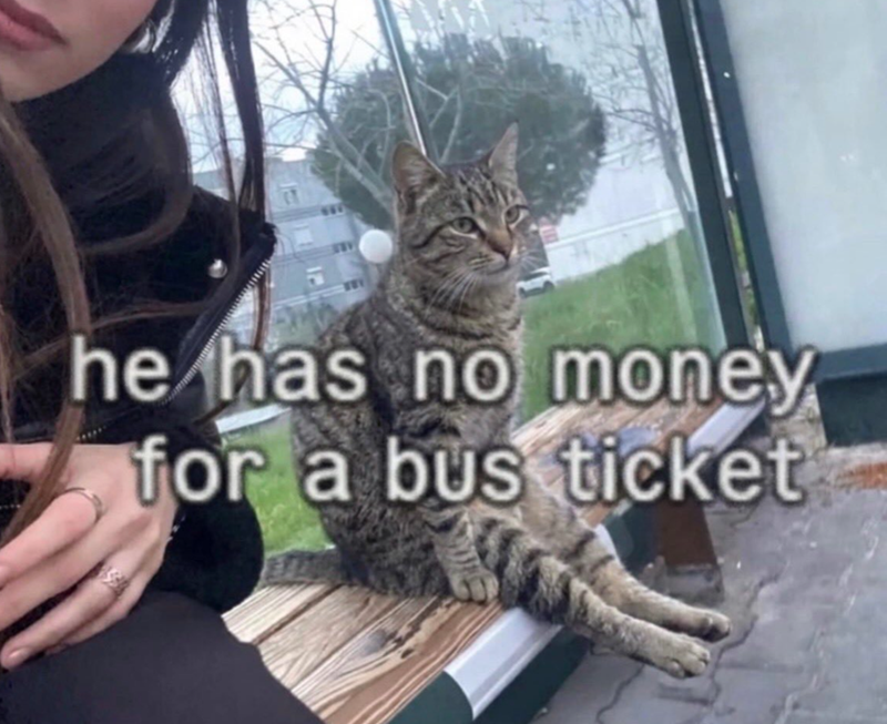 he has no money for a bus ticket