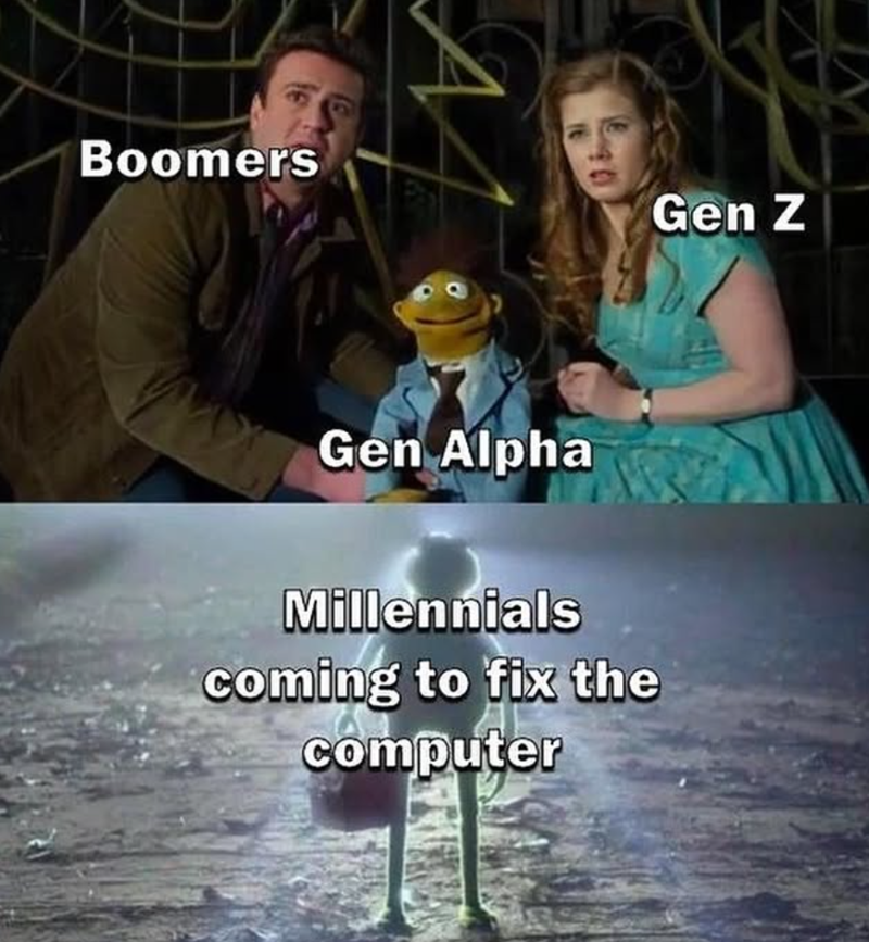 Boomers A 840 Gen Z Gen Alpha Millennials coming to fix the computer