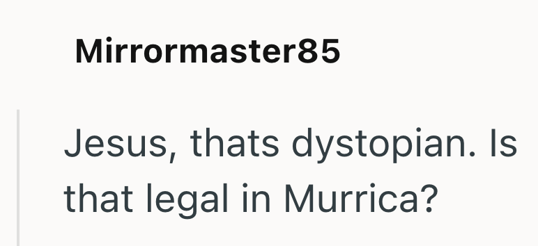Mirrormaster85 Jesus, thats dystopian. Is that legal in Murrica?