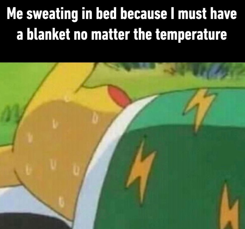 Me sweating in bed because I must have a blanket no matter the temperature 4