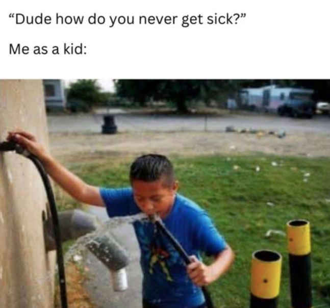 "Dude how do you never get sick?" Me as a kid: