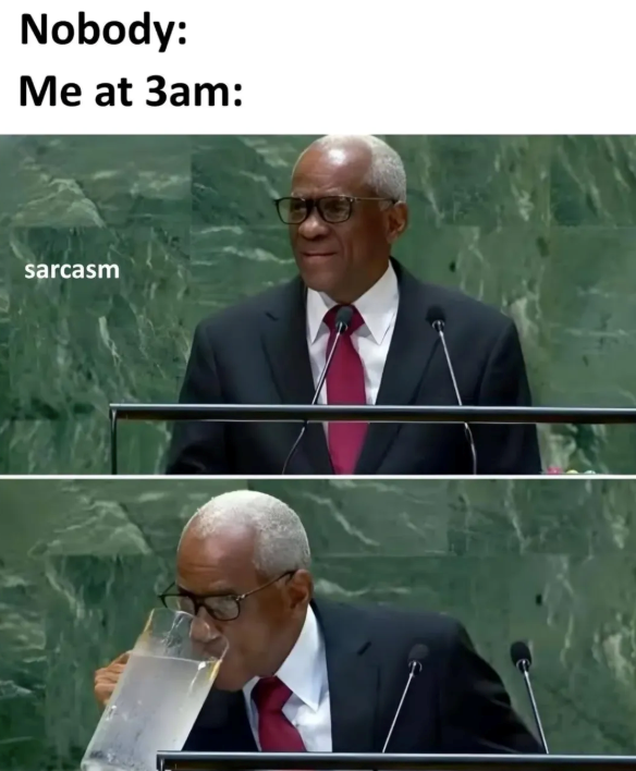 Nobody: Me at 3am: sarcasm