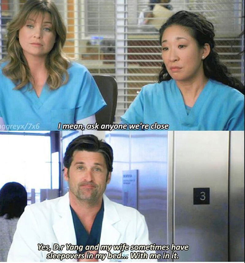 aggreyx/7x6 I mean, ask anyone we're close Yes, D.r Yang and my wife sometimes have sleepovers in my bed... With me in it. 3