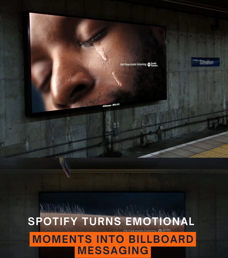 JCDecaux-SPG (JV) Ad-free music listening. Spotify Sandton Premium SPOTIFY TURNS EMOTIONAL Ad-free music listening. Spotify MOMENTS INTO BILLBOARD MESSAGING