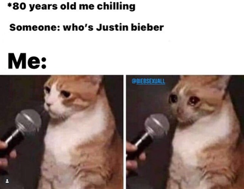 *80 years old me chilling Someone: who's Justin bieber Me: @BIEBSEXUALL