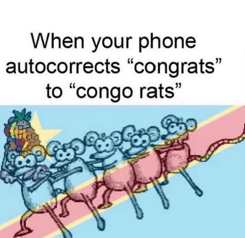 When your phone autocorrects "congrats" to "congo rats"