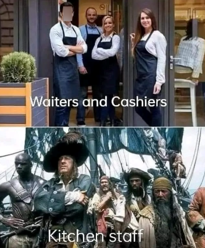 Waiters and Cashiers Kitchen staff
