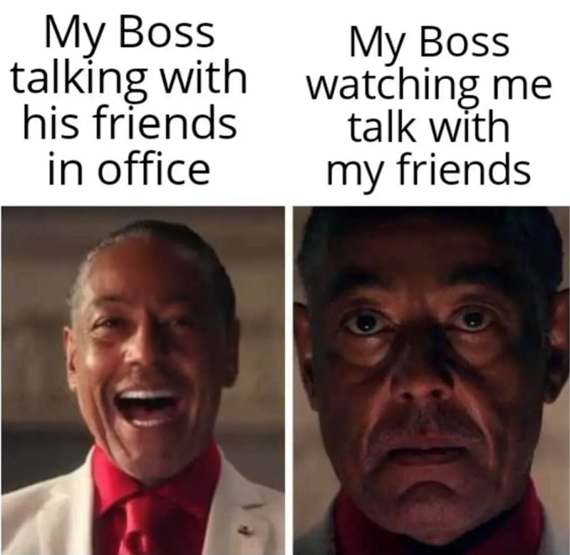 My Boss talking with his friends in office My Boss watching me talk with my friends
