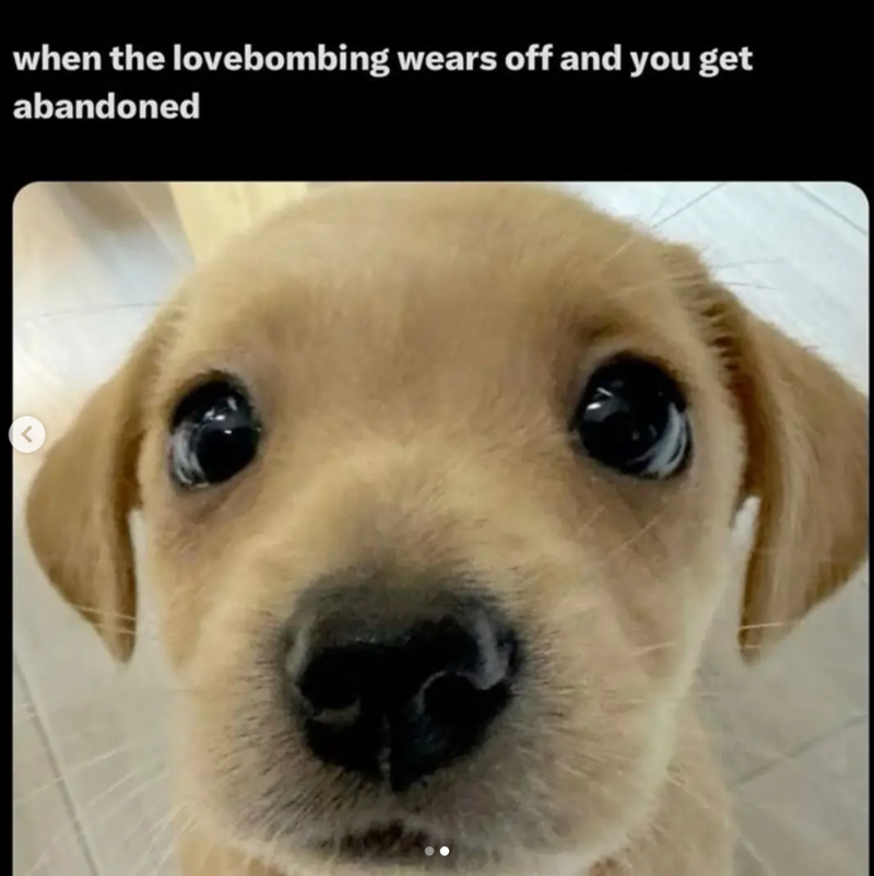 when the lovebombing wears off and you get abandoned L